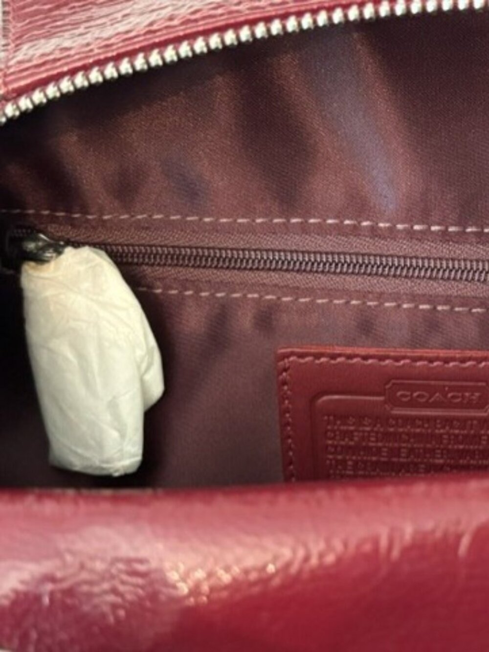 Coach Ashley Burgundy Red Patent Leather Satchel Handbag F15455 - Picture 11 of 16